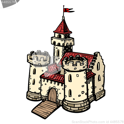 Image of medieval castle, fairy kingdom. isolate on white background