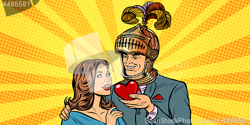 Image of woman and man knight heart love