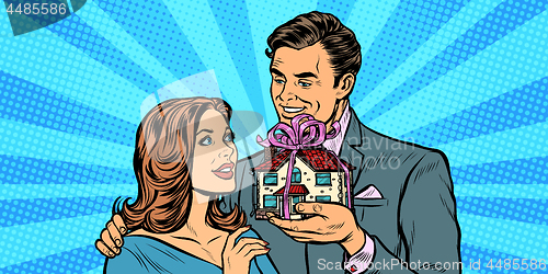 Image of Husband and wife. House as a gift