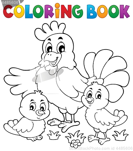 Image of Coloring book chickens and hen theme 1