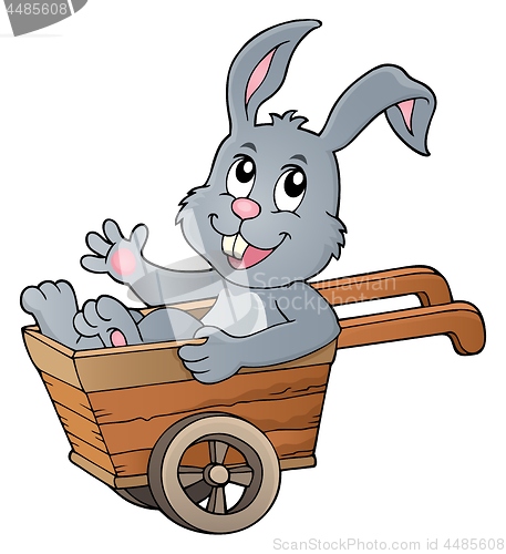 Image of Easter bunny in wheelbarrow image 1