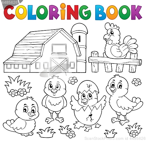 Image of Coloring book chickens and hen theme 2