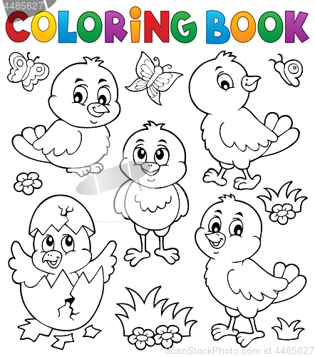 Image of Coloring book cute chickens topic set 1