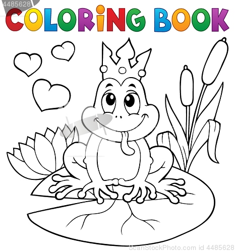 Image of Coloring book frog with crown