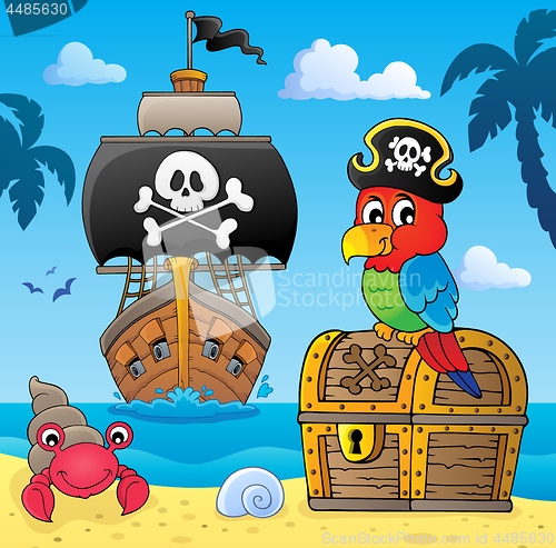 Image of Pirate parrot on treasure chest topic 4
