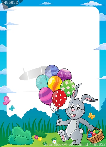 Image of Easter bunny with balloons theme frame 1