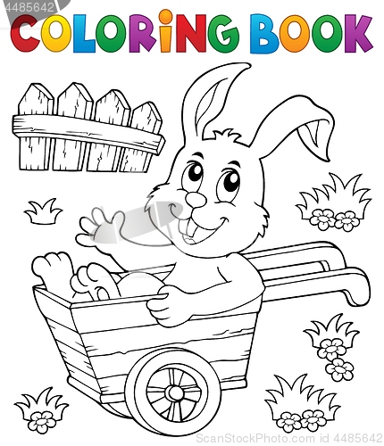 Image of Coloring book bunny in wheelbarrow 1