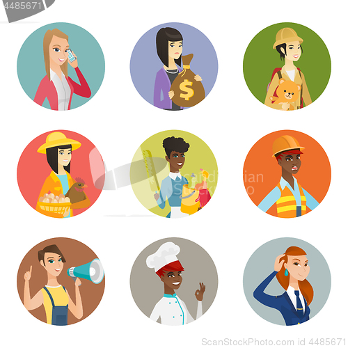 Image of Vector set of characters of different professions.