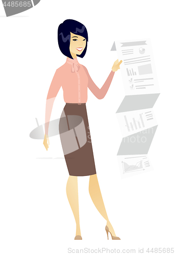 Image of Business woman presenting business report.