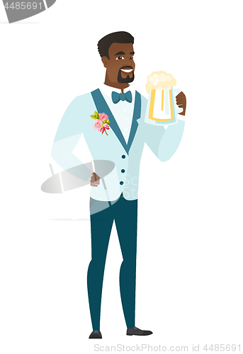 Image of Groom drinking beer vector illustration.