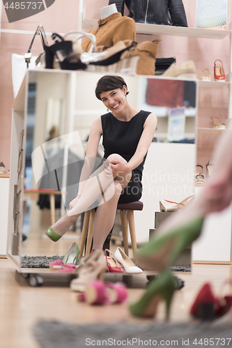 Image of Woman Trying New Shoes