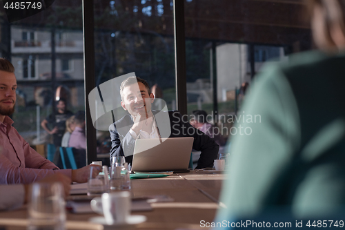 Image of Business Team At A Meeting at modern office building