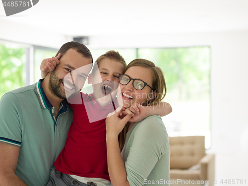 Image of family with little boy enjoys in the modern living room