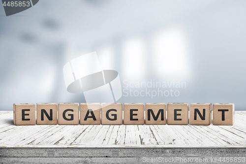 Image of Engagment sign made of wooden blocks