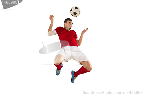 Image of Professional football soccer player isolated white background