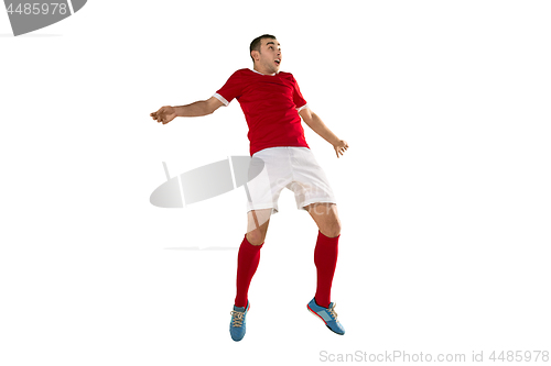 Image of Professional football soccer player isolated white background