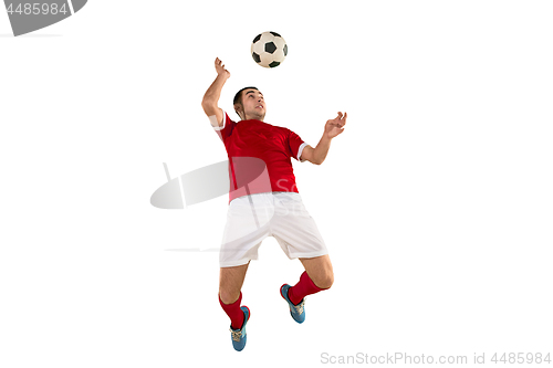 Image of Professional football soccer player isolated white background