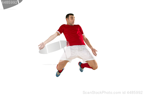 Image of Professional football soccer player isolated white background