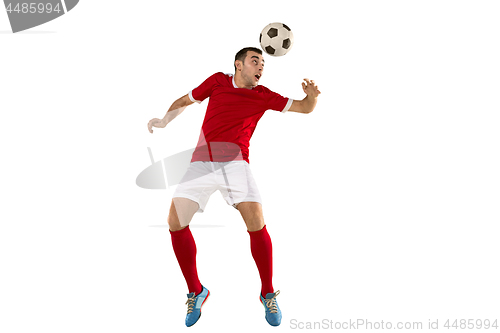 Image of Professional football soccer player isolated white background