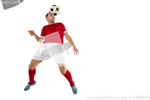 Image of Professional football soccer player isolated white background