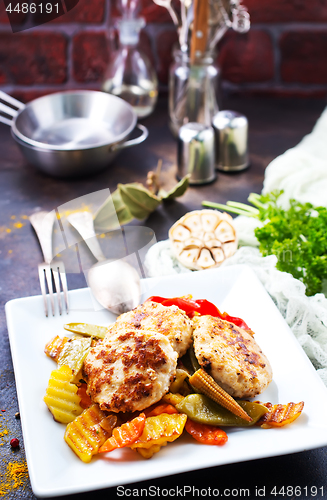 Image of vegetables with cutlets
