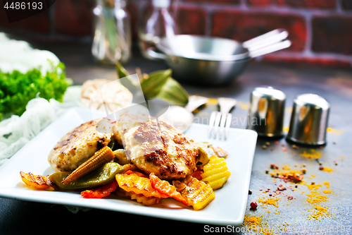 Image of vegetables with cutlets