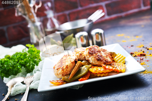 Image of vegetables with cutlets