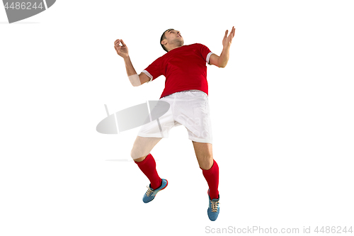 Image of Professional football soccer player isolated white background