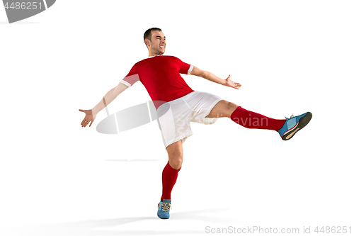 Image of Professional football soccer player isolated white background