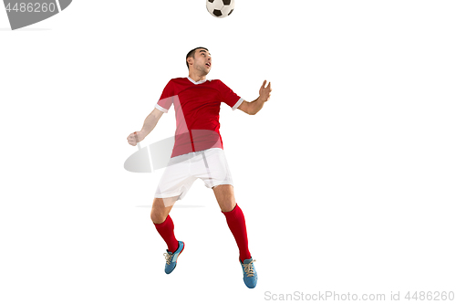 Image of Professional football soccer player isolated white background