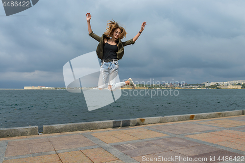 Image of A young girl taken in a jump
