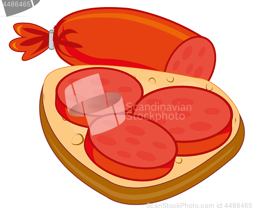 Image of Sandwich with sausage on white background is insulated