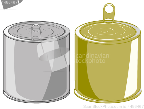 Image of Two canned food on white background is insulated