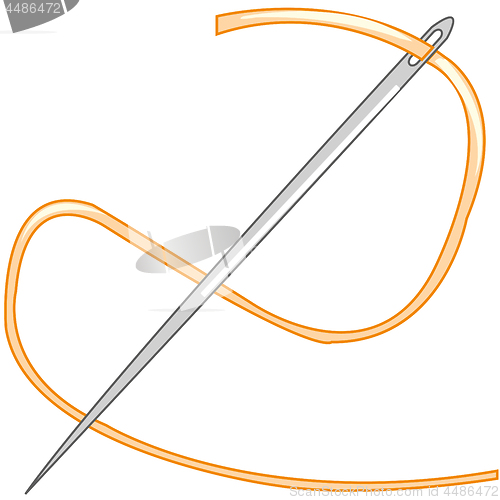 Image of Vector illustration of the sewing needle and threads