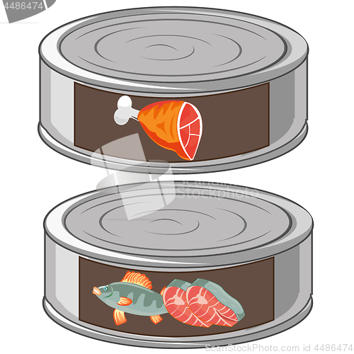 Image of Fish and canned food in bank from gestures