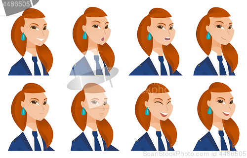 Image of Vector set of stewardess characters.
