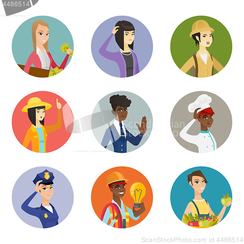 Image of Vector set of characters of different professions.