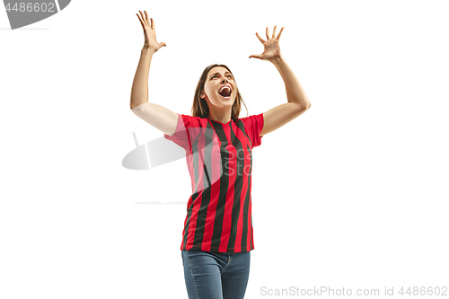 Image of Belgian fan celebrating on white background