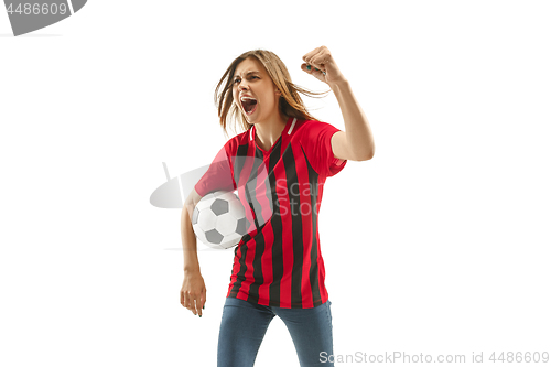 Image of Belgian fan celebrating on white background