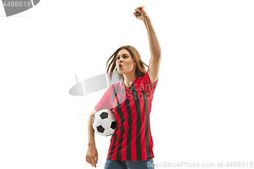 Image of Belgian fan celebrating on white background