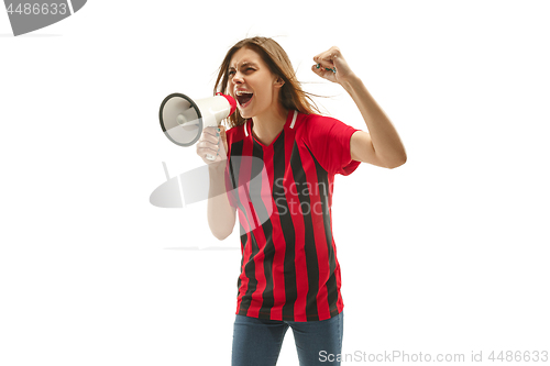 Image of Belgian fan celebrating on white background