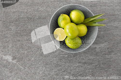 Image of close up of whole limes in bowl