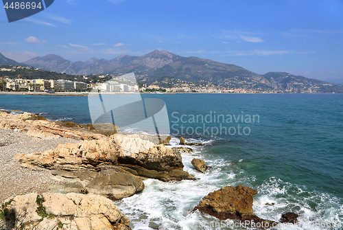 Image of Beautiful sea view on Menton from Cap Martin, French Riviera, Fr