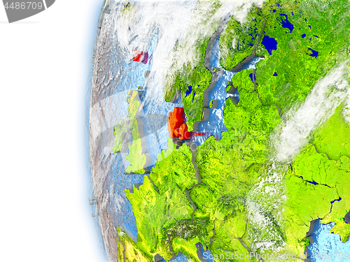 Image of Denmark on model of Earth