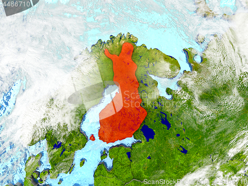 Image of Finland on map with clouds
