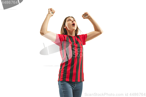 Image of Belgian fan celebrating on white background