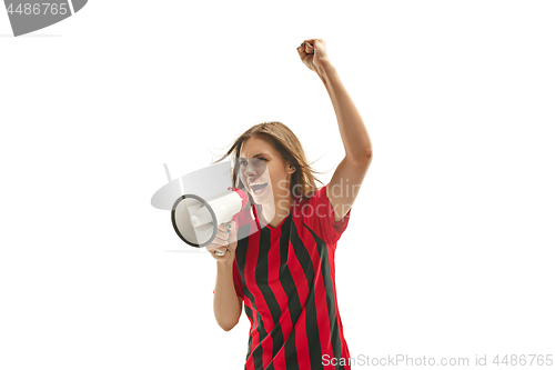 Image of Belgian fan celebrating on white background