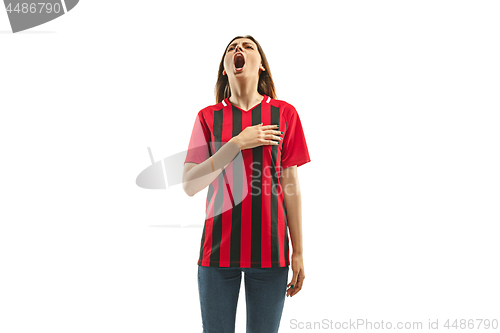 Image of Belgian fan celebrating on white background