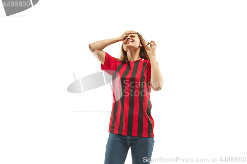 Image of Belgian fan celebrating on white background