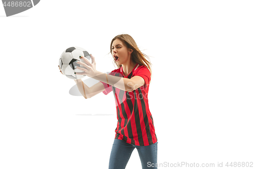 Image of Belgian fan celebrating on white background